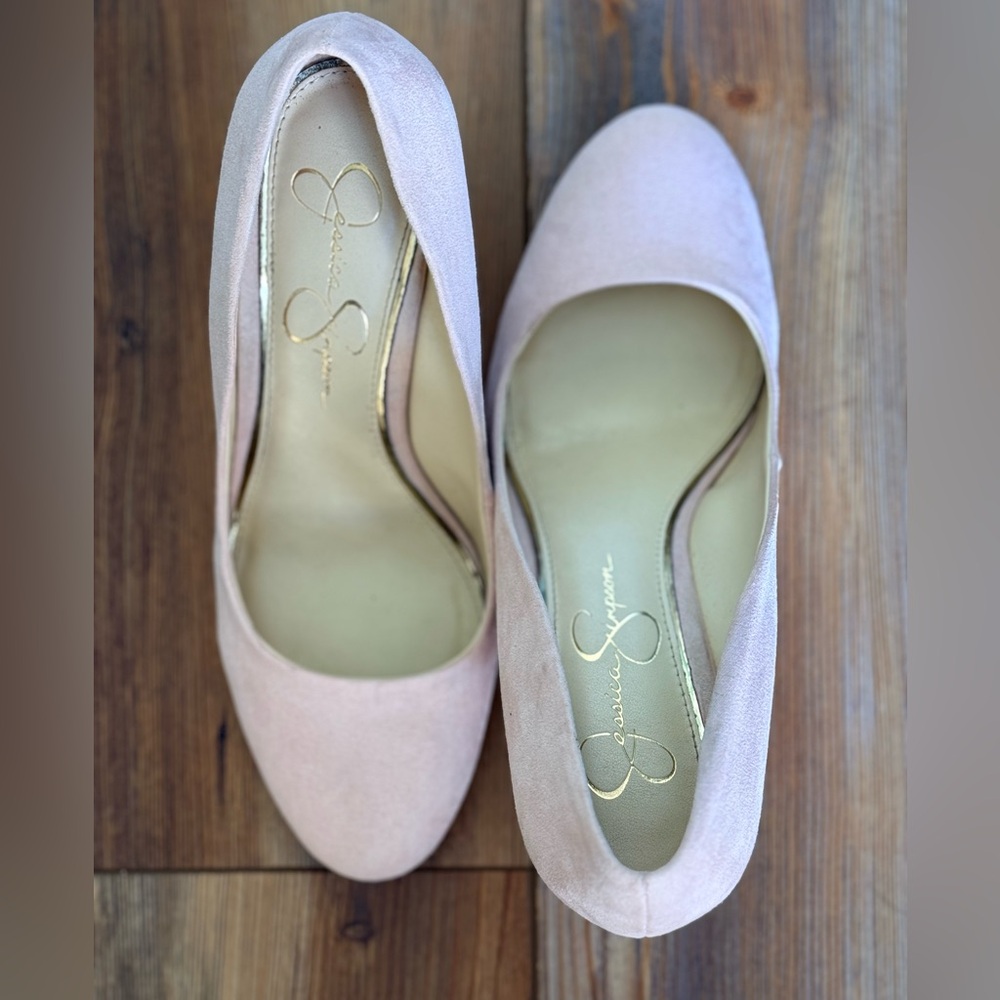 Jessica Simpson Cash Round Toe Blush Wedges